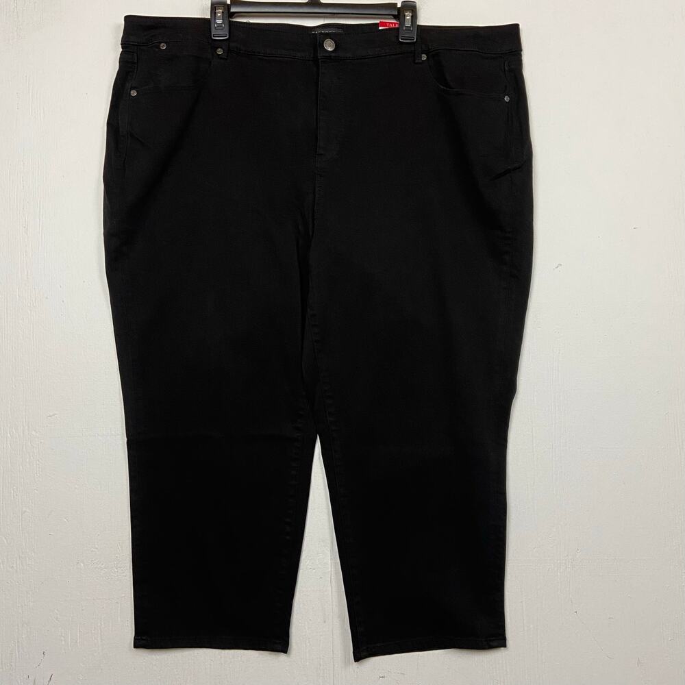 Talbots Women's Flawless Black Cotton Stretch Straight Crop Jeans Size 24W NWT